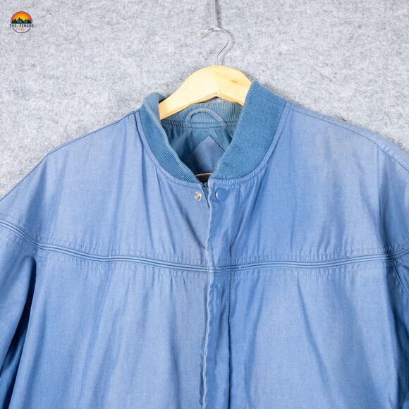 David Taylor Full-Zip Bomber Jacket Blue Long Sleeve Cottage Men's Size Large - Picture 3 of 15